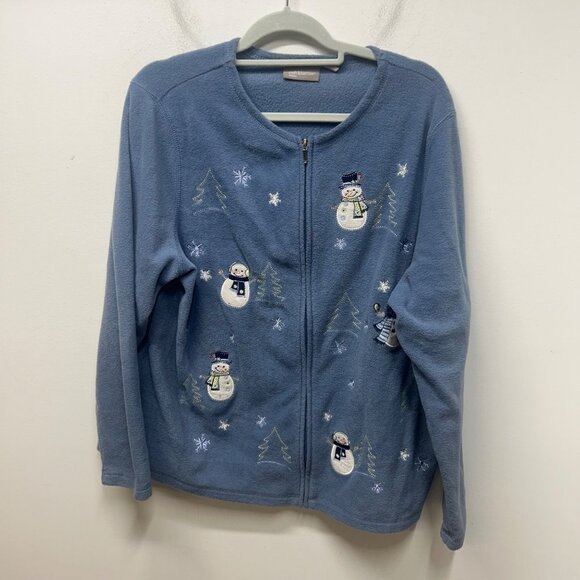 Croft & Barrow snowflake blue winter zip up sweater 1x - Picture 1 of 7